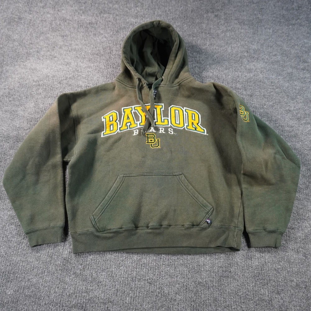 Baylor Bears Hoodie Mens Medium Green Distressed Sun Faded Collegiate Logo NCAA